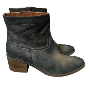 Donal J Pliner Darua Gray Leather Ankle Boots Western Vibe Side Zip Women’s 8.5